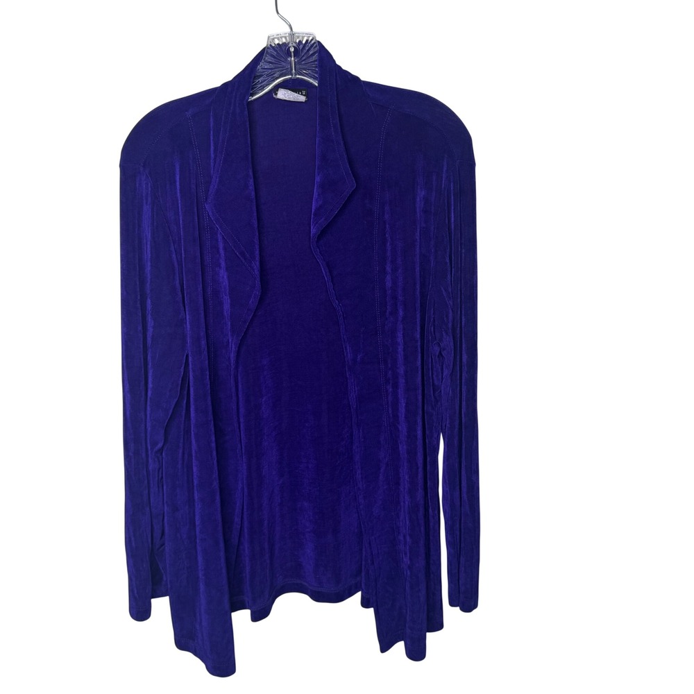 Citiknits Womens Purple Slinky Knit Open Front Shawl Collar Cardigan‎ Medium